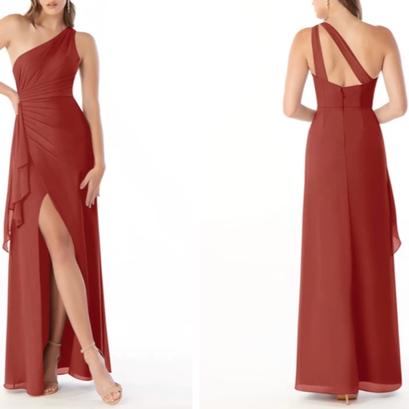 Azazie Maive Dress Chiffon Terracotta - Picture 3 of 9